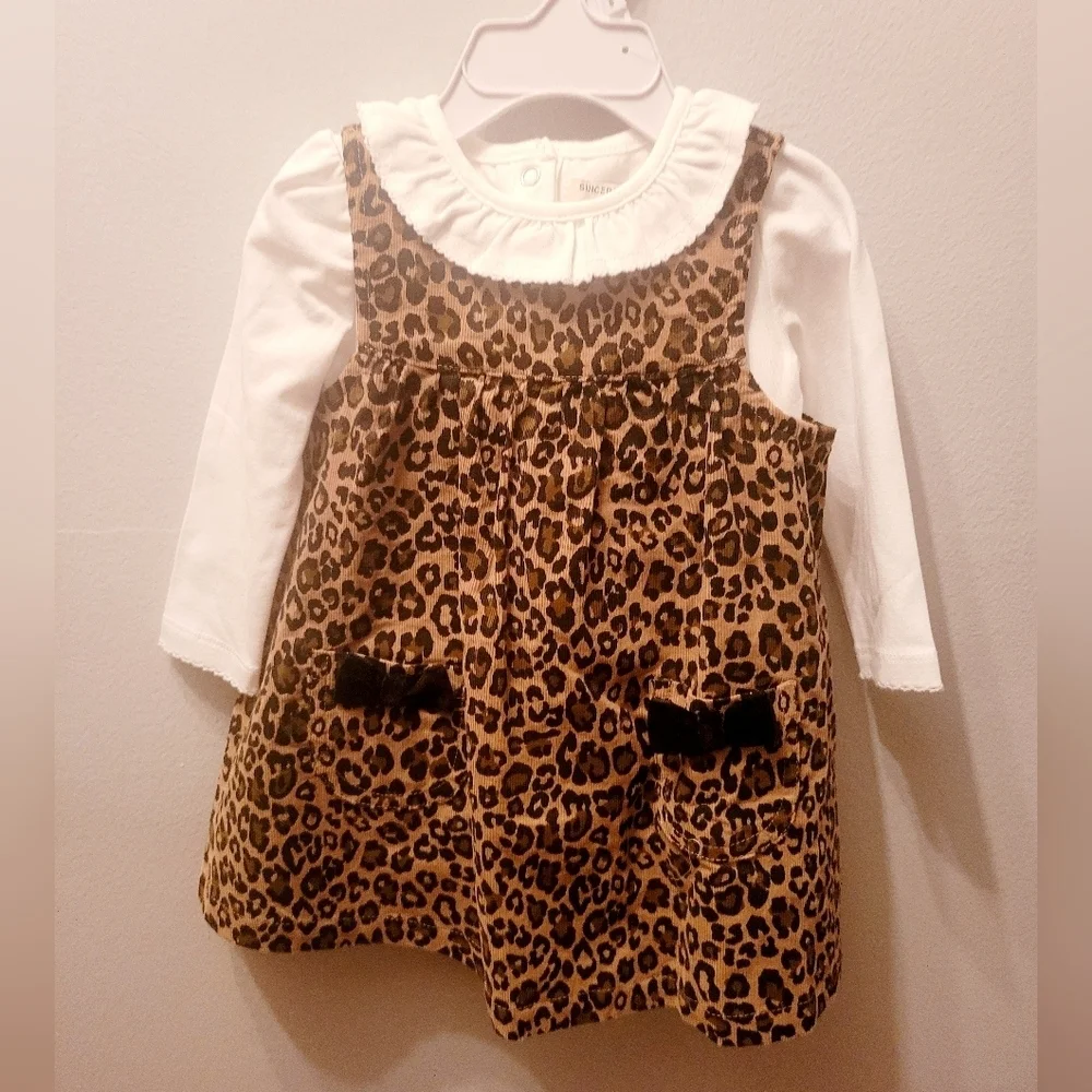 Sincerely Jules Leopard Print Infant Dress With Bow And Shoes Size 3-6 Months